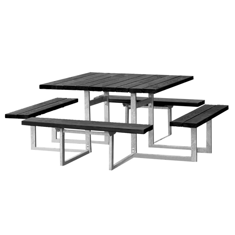 Hortus   Eren Bord- Bænkesæt 72   191   191 Cm   Sort Galvaniseret