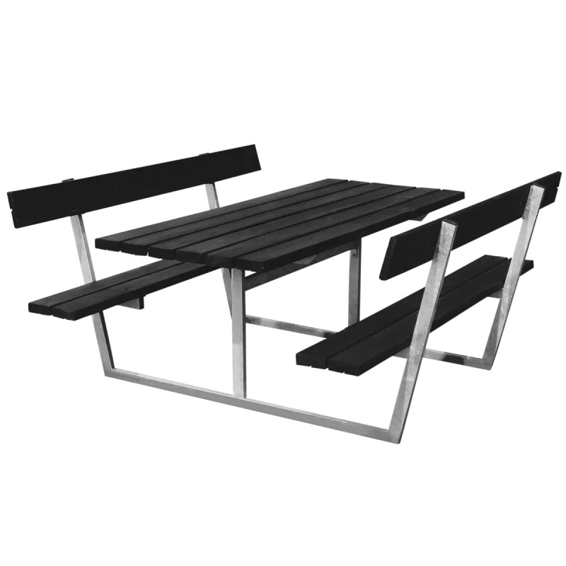 Hortus Sif Bord- Bænkesæt Med Ryglæn 85   175   178 Cm   Sort Galvaniseret