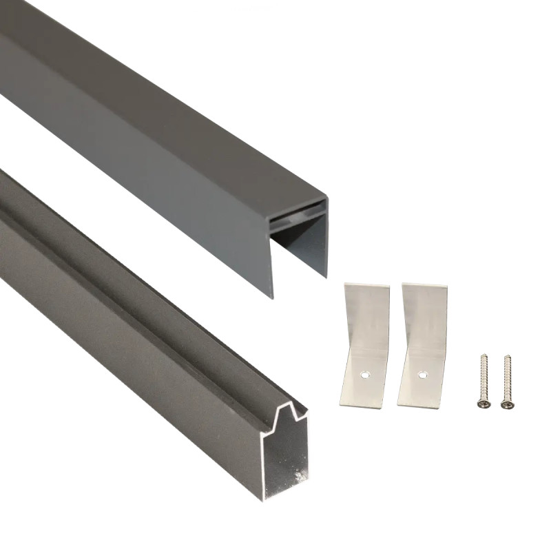 Hortus Top- Bundskinnesæt   Aluminium Til 84   84 Mm Stolpe   Antracitgrå