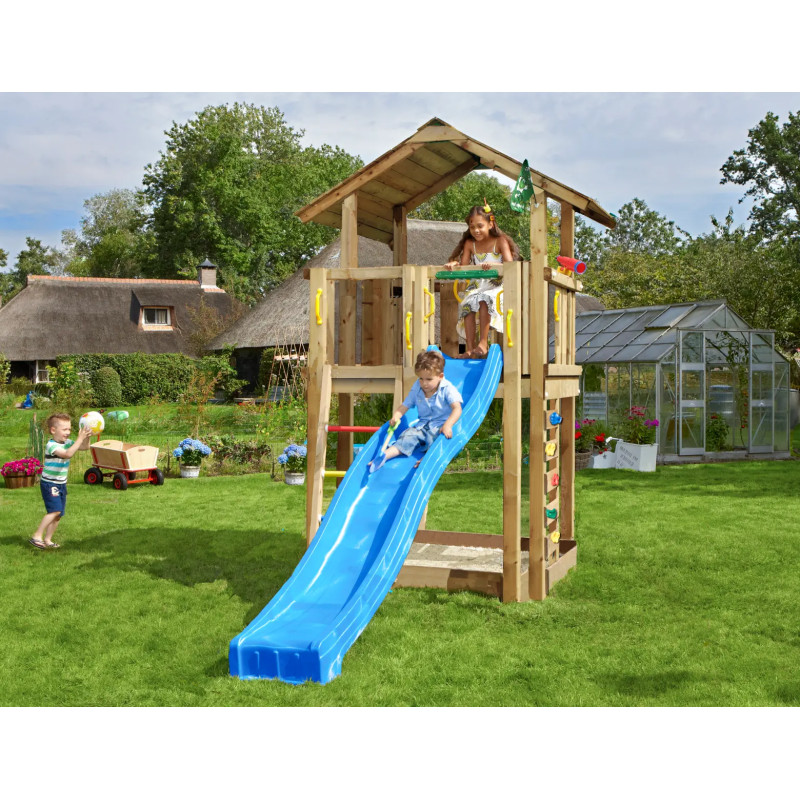 Jungle Gym Chalet     Legetårn 315   182   428 Cm Med Grøn Rutsjebane