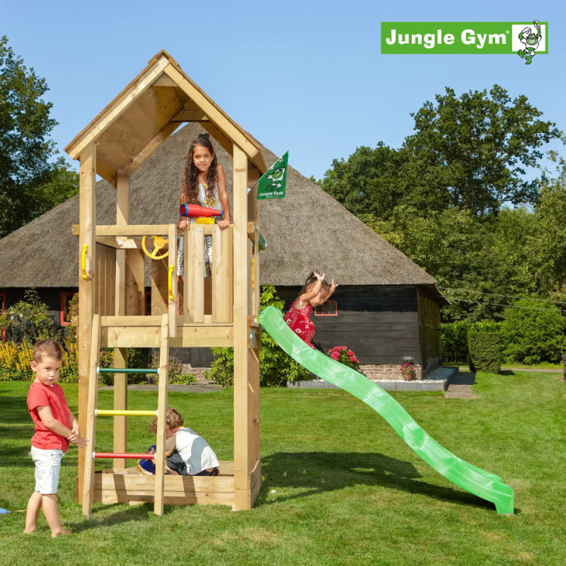 Jungle Gym Club     Legetårn Med Grøn Rutsjebane
