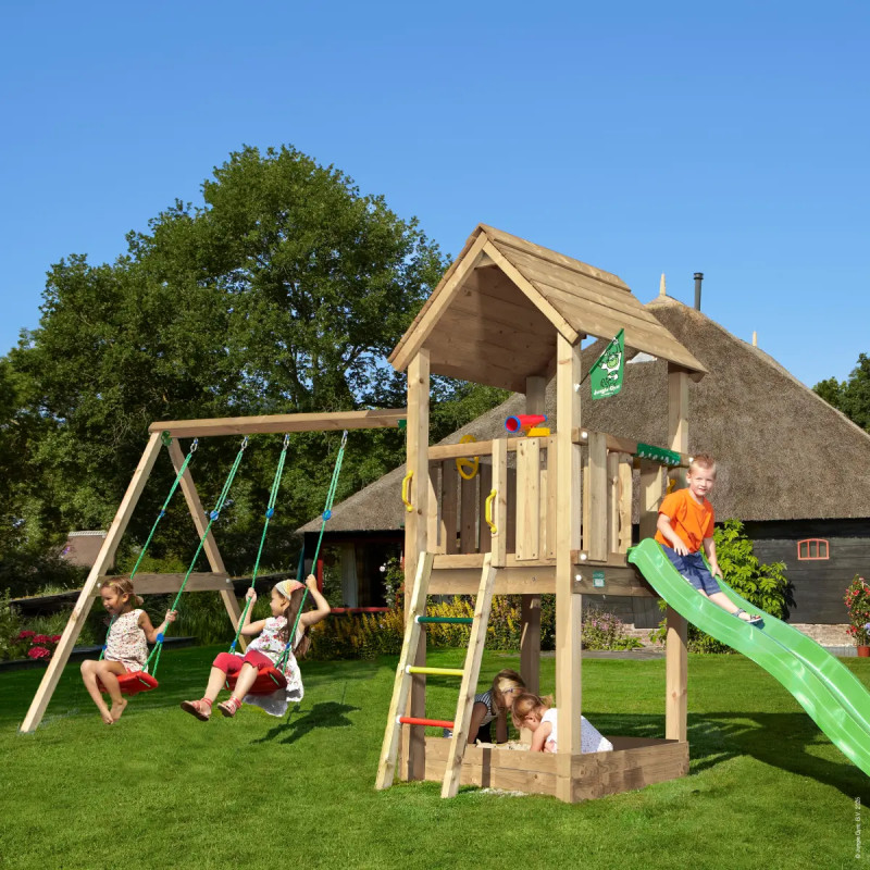 Jungle Gym Club     Legetårn Med  -swing Module 220 302   505   235 Cm Ekskl  Rutsjebane