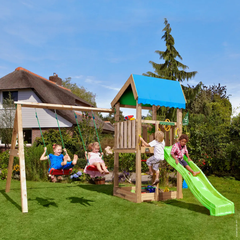 Jungle Gym Home     Legetårn Med  -swing Module 220 286   332   296 Cm Ekskl  Rutsjebane