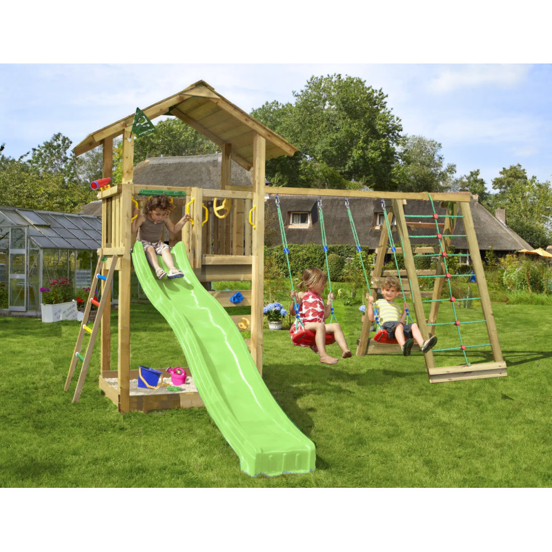 Jungle Gym Sierra     Legetårn Med  -climb Module 220 Og Grøn Rutsjebane