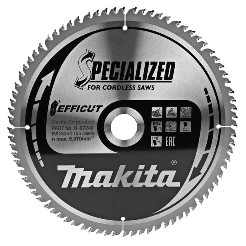 Makita Klinge Tct 260x30mm 80t -67240