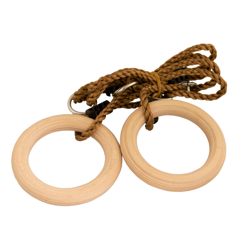 Nordic Play Gymnastik- Romerringe   Træ Med Justerbart Reb   ø15   Cm