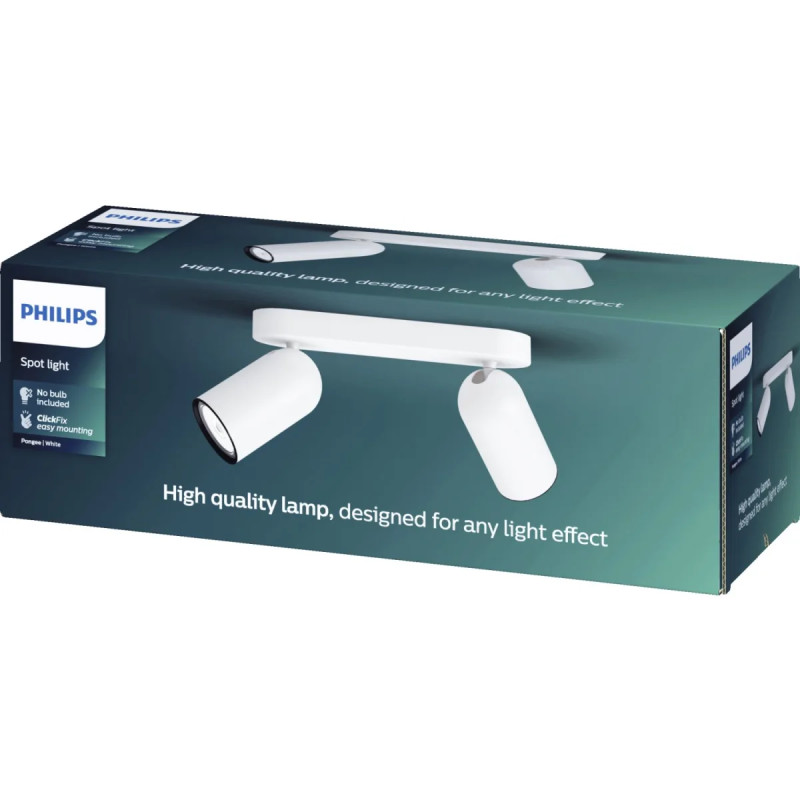 Philips Myliving Pongee Loft- Vægspot Hvid Med   Spots