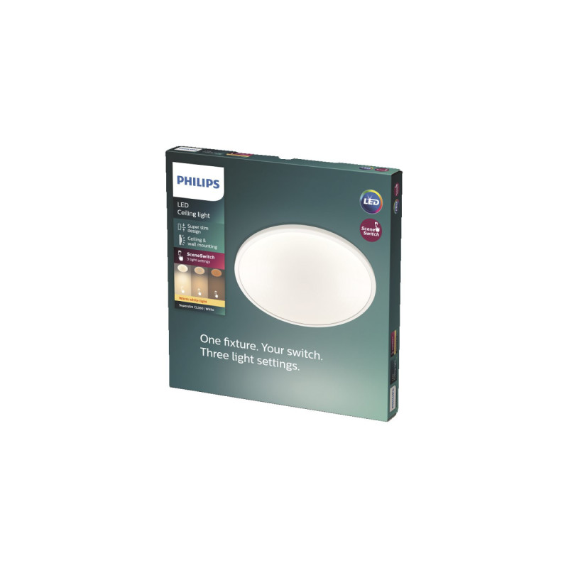 Philips Superslim Led Loftlampe Hvid ø250 Mm 15w 2700k