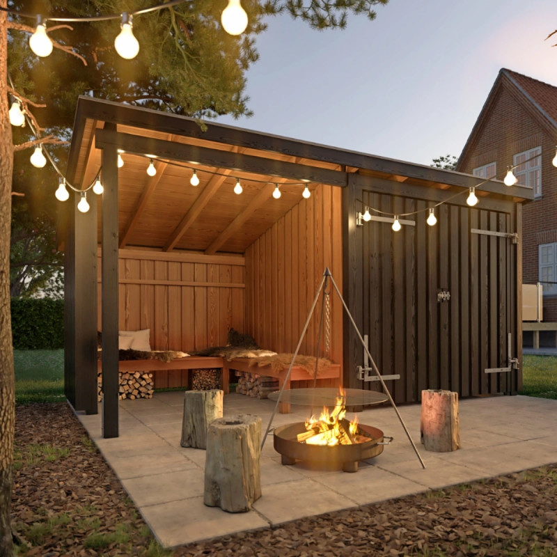 Plus Nordic Bålhytte     Mâ    Moduler   Dør Udv  Grundmål: Bxlxh 432x218x169 220 Cm 168583-