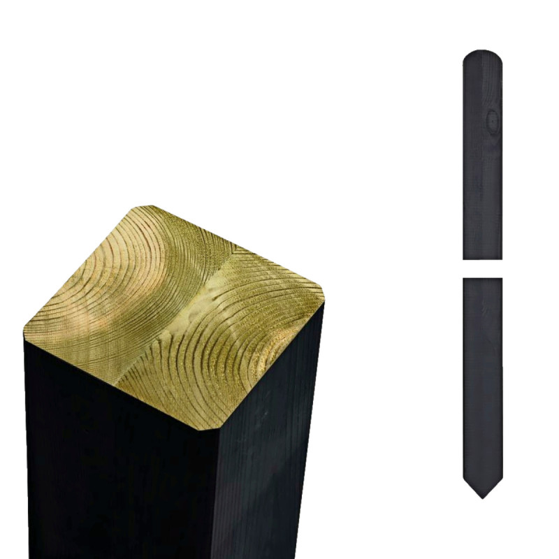 Plus Omlimet Stolpe 70x70mmx207cm-spids én Ende-afrundet én Ende Sort