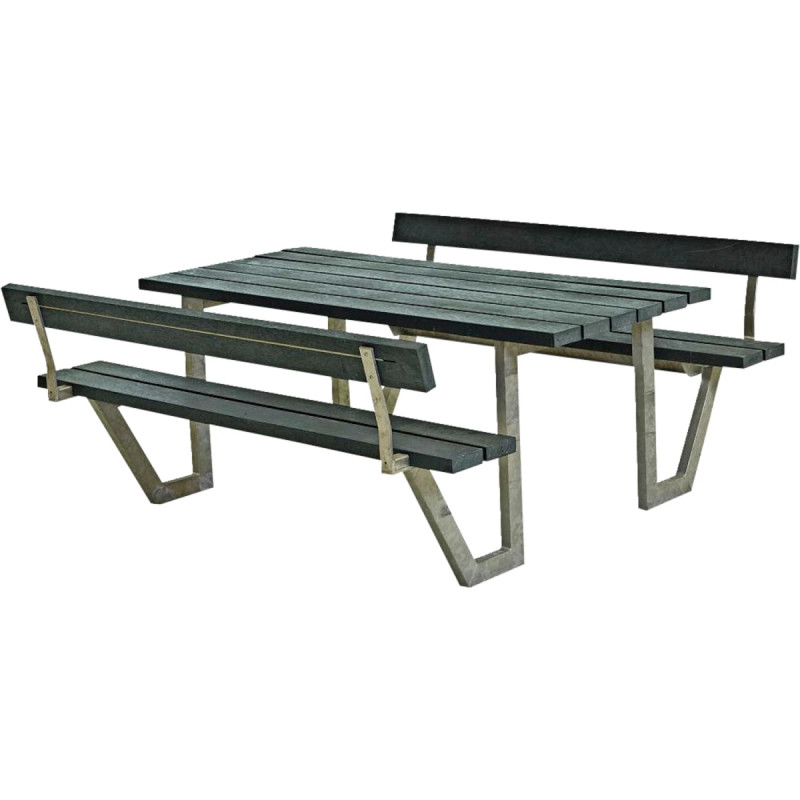 Plus Wega Bord Bænkesæt     Ryglæn 177 Cm Retex Grå 187712-38