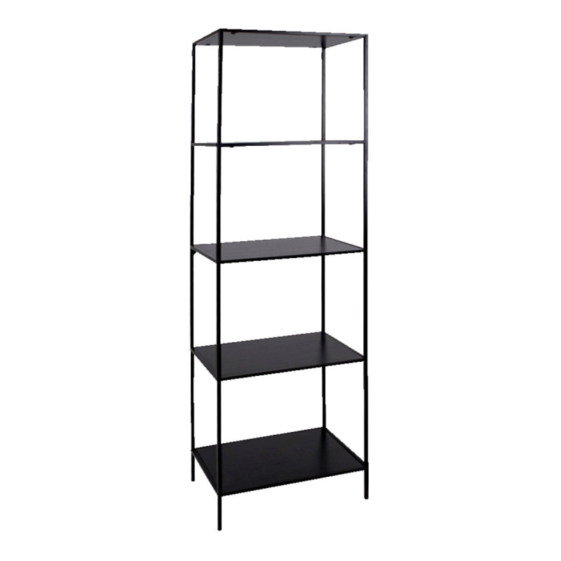 Reol Med Sort Ramme Og Sorte Hylder 51x36x170 Cm 3001070