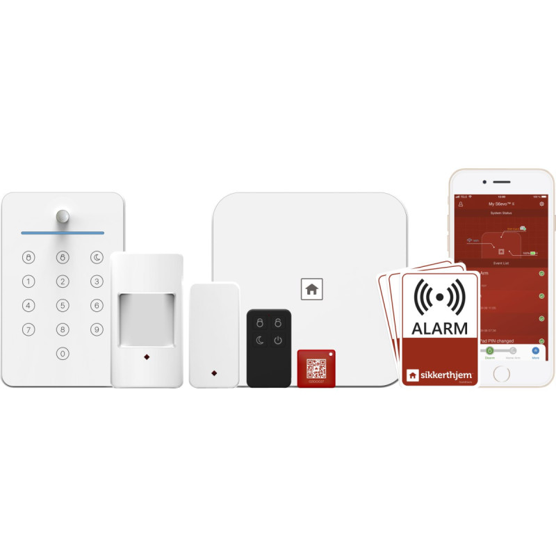 Sikkerthjem Lejlighedspakke Alarmsystem  S6evo  Husk Sms-kort Til Backup