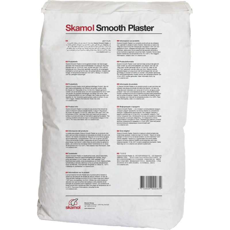 Skamol Smooth Plaster     15kg Finpuds Hvid