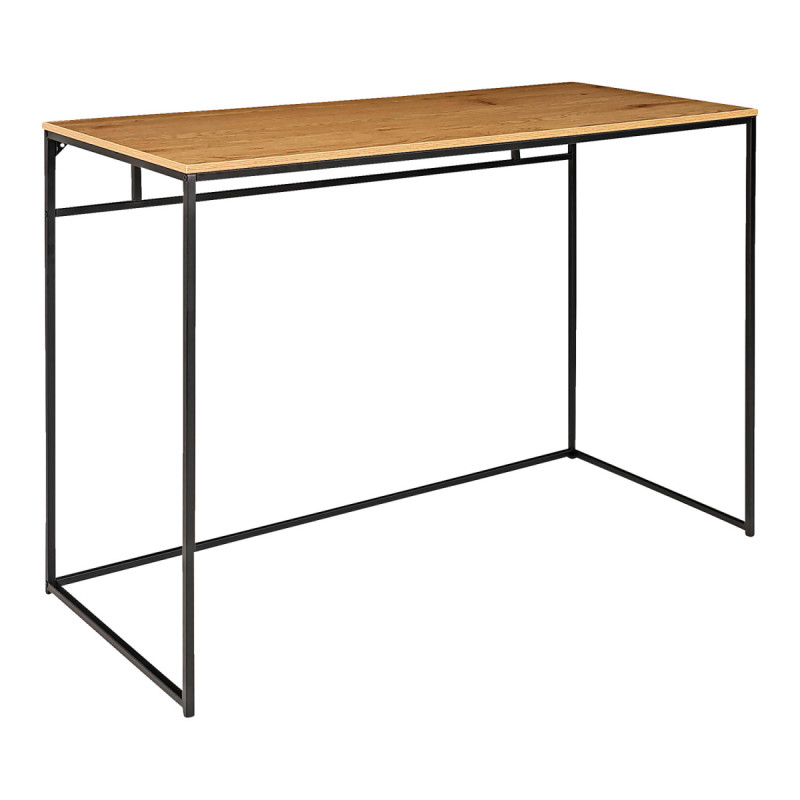 Skrivebord Med Sort Ramme Og Egetræslook Bordplade 100x45x75 Cm 2402055