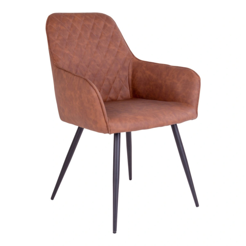 Spisebordsstol Vintage Brun Kunstlæder Med Sorte Ben Hn1220 1001150