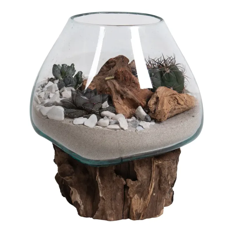 Vanddråbe Glas Med Træfod H15-20 Cm 4501051