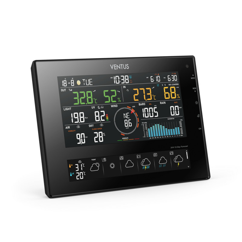 Ventus W850 Wi-fi Vejrstation Med Vind Regn Og 10 Dages Vejrudsigt
