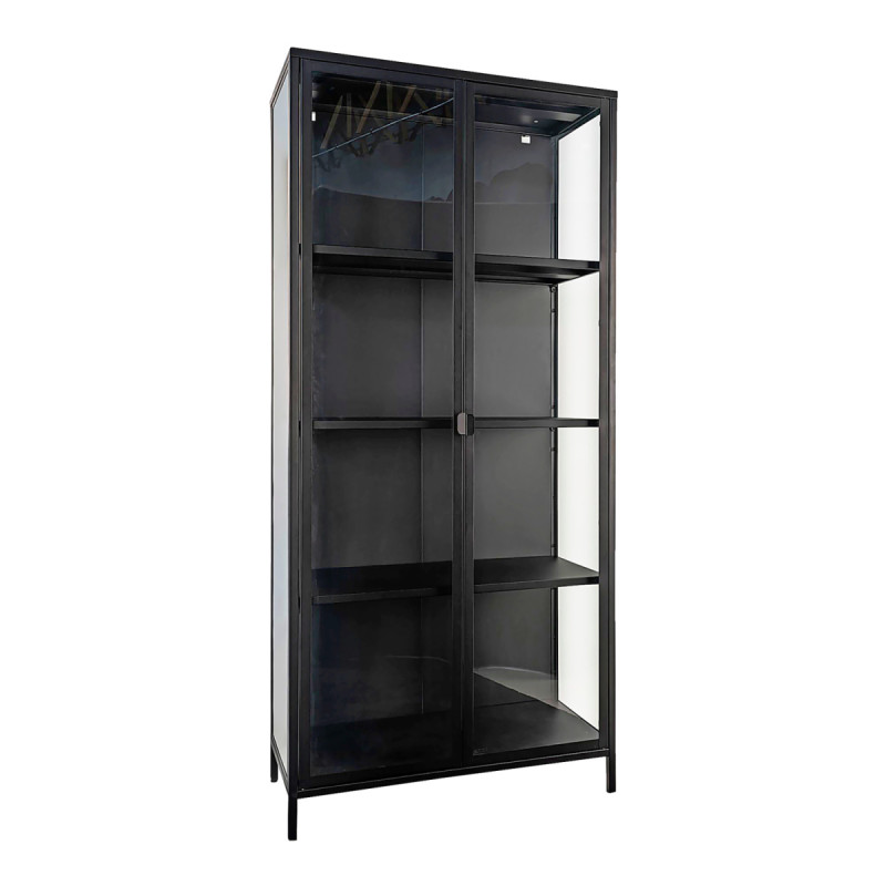 Vitrineskab Sort Med Glaslåger 35x80x175 Cm 3001040