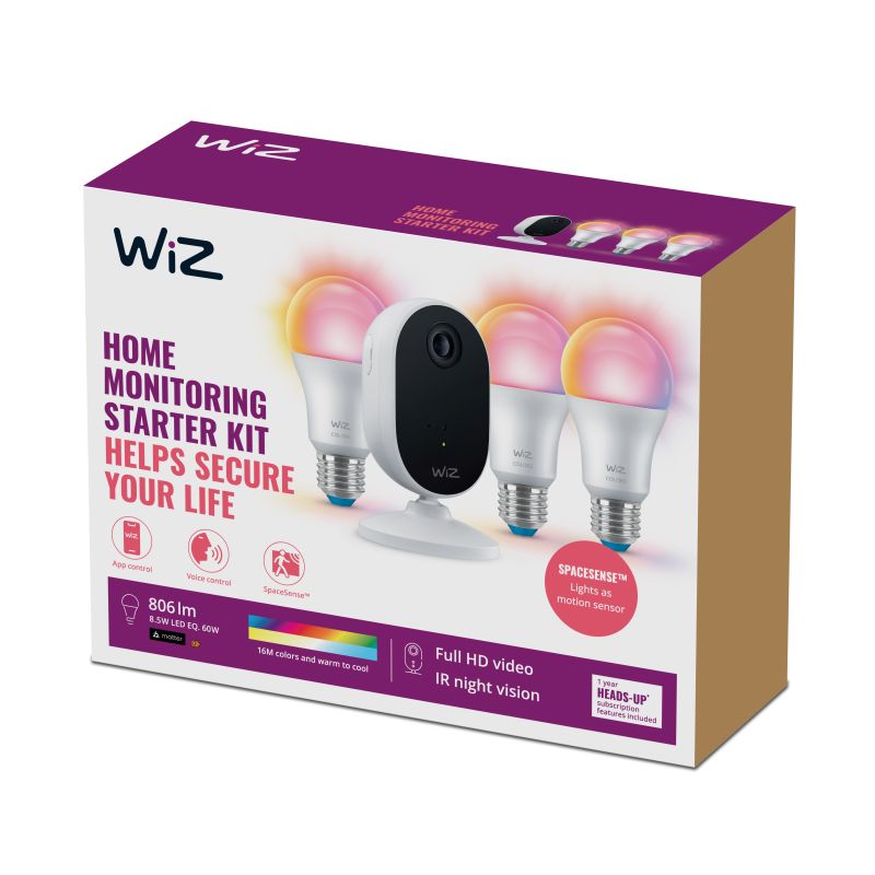 Wiz Smart Home Startpakke Med Kamera Og Color E27 Pærer